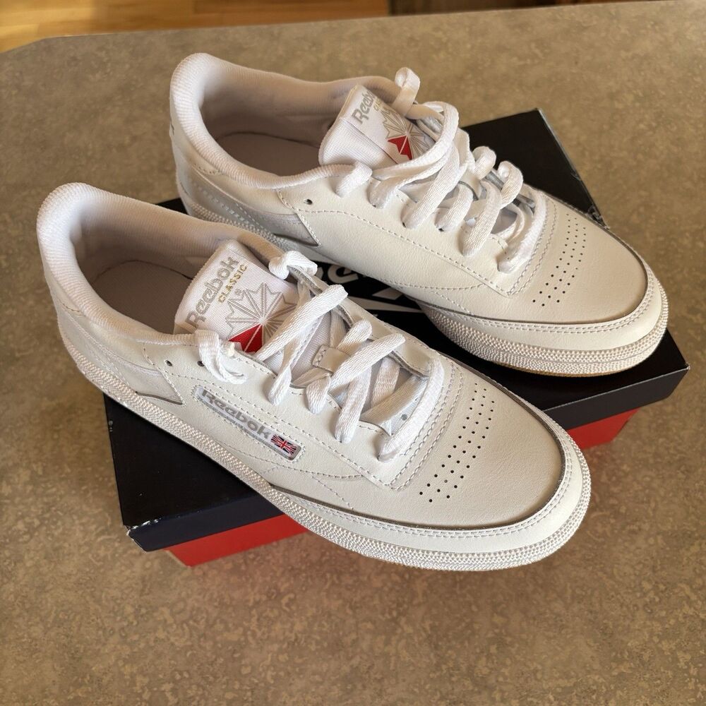 NEW REEBOK Woman's Club C 85 Classic White Leather Sneaker Tennis Shoes Size 8.5